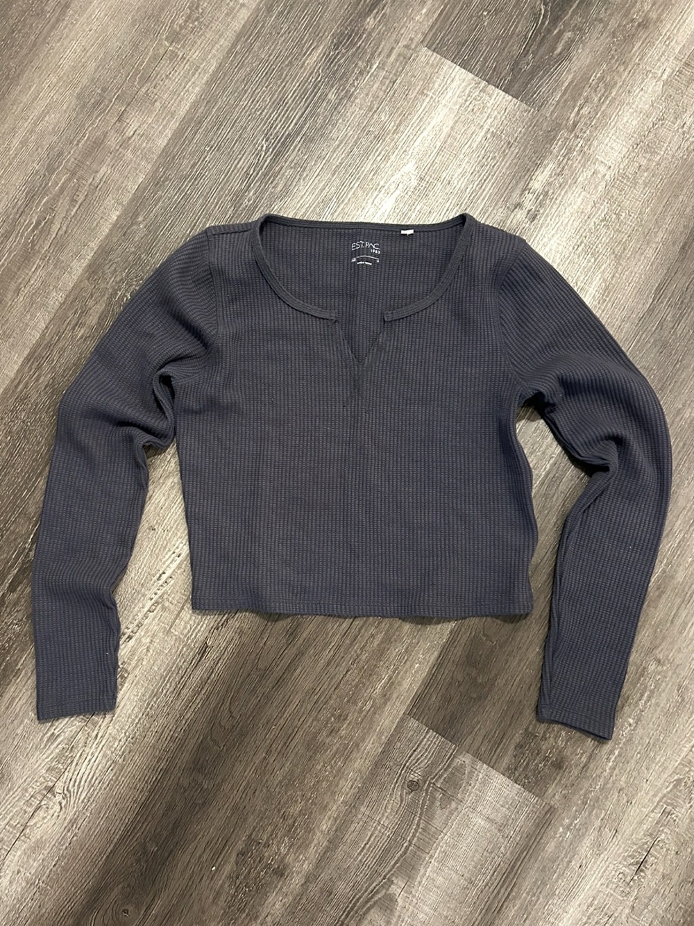 pac sun notched neckline thermal long sleeve